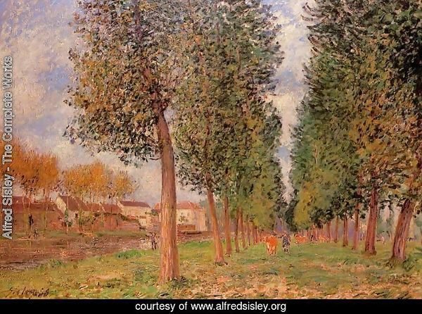 The Poplar Avenue at Moret, Cloudy Day, Morning, 1888