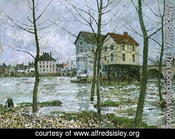 Alfred Sisley - The Mills at Moret-sur-Loing, Winter, 1890