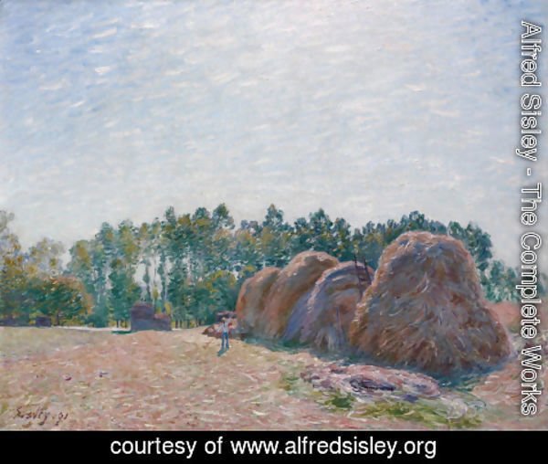 Alfred Sisley - Haystacks at Moret, Morning Light, 1891