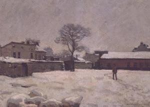 Alfred Sisley - Under Snow: the farmyard at Marly-le-Roi, 1876