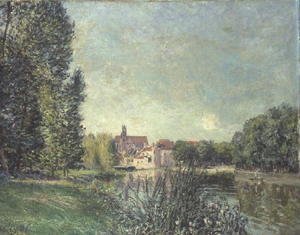 The Loing Canal and the Church at Moret, 1886