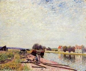 Alfred Sisley - Barges on the Loing, Saint-Mammes