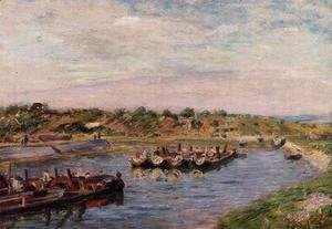 Alfred Sisley - Idle Barges on the Loing Canal at Saint-Mammes