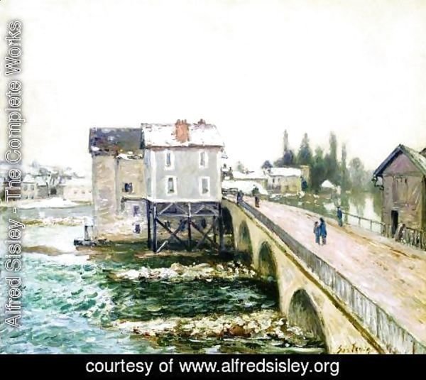 Alfred Sisley - The Bridge and Mills of Moret, Winter's Effect