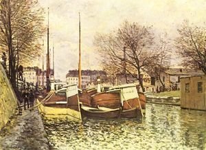 Alfred Sisley - Punts on the channel Saint Martin in Paris