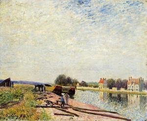 Alfred Sisley - Barges on the Loing at Saint-Mammes  1884  1