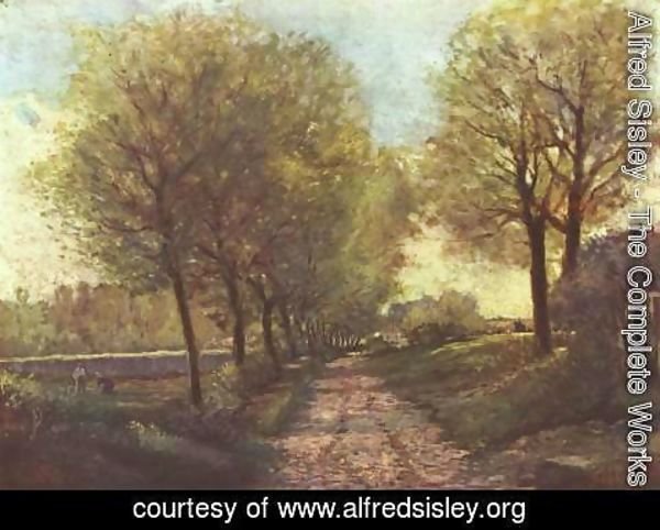 Alfred Sisley - Avenue of trees in a small town