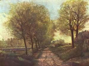 Alfred Sisley - Avenue of trees in a small town