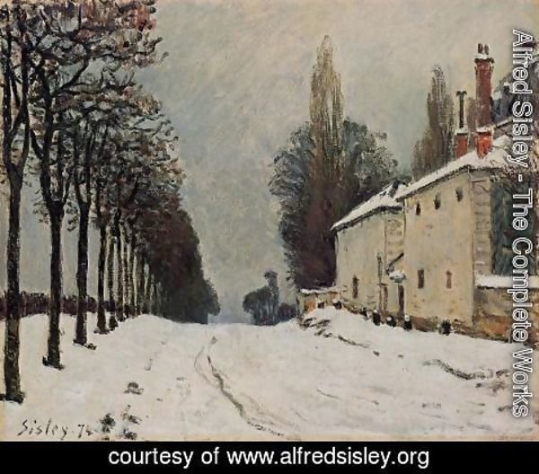 Alfred Sisley - Snow On The Road Louveciennes Chemin De La Machine