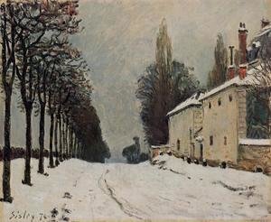Alfred Sisley - Snow On The Road Louveciennes Chemin De La Machine
