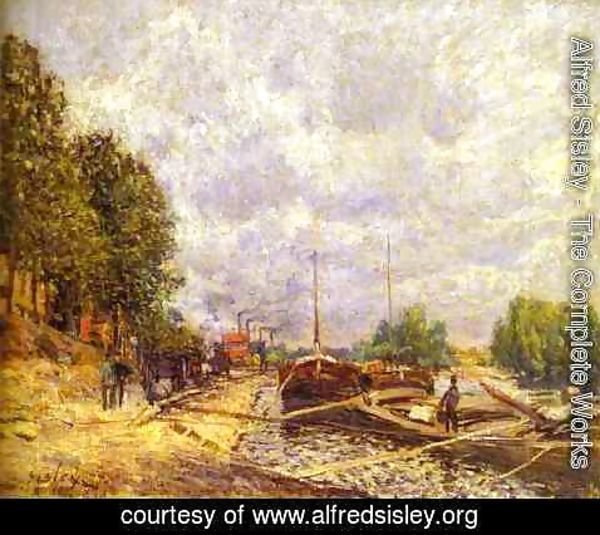 Alfred Sisley - Barges In Billancourt Les Peniches A Billancourt