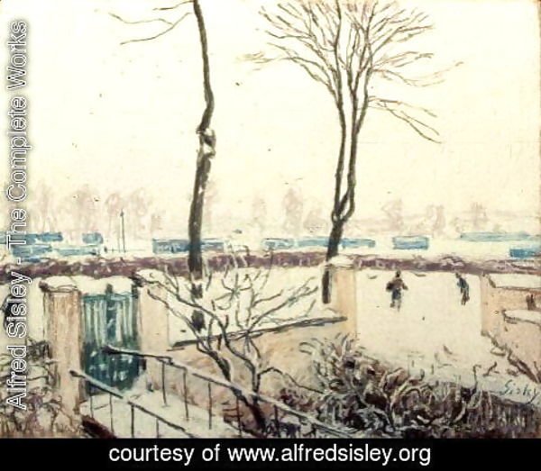 Alfred Sisley - Snow Scene at Moret, c.1894
