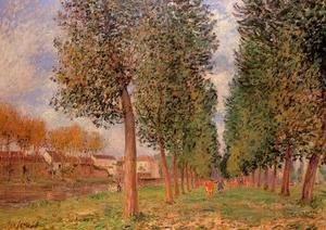 The Poplar Avenue at Moret, Cloudy Day, Morning, 1888