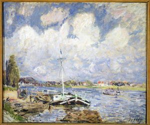 Alfred Sisley - Boats on the Seine, c.1877