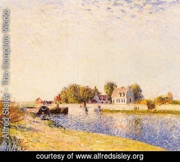 Alfred Sisley - The Dam on the Loing - Barges