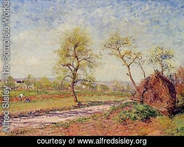 Alfred Sisley - Road from Veneux to Moret on a Spring Day