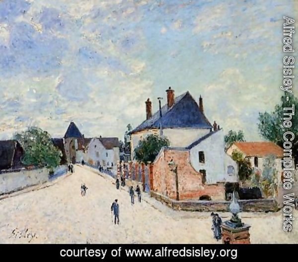 Alfred Sisley - Street in Moret(Porte de Bourgogne from across the Bridge)