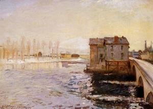 Alfred Sisley - The Moret Bridge and Mills under Snow