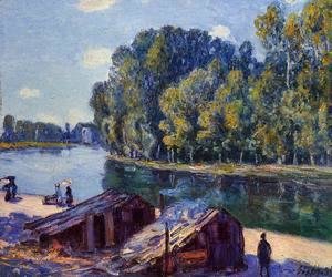 Alfred Sisley - Cabins along the Loing Canal, Sunlight Effect