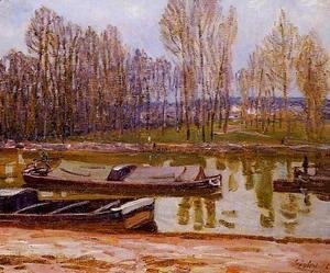 Alfred Sisley - Barges on the Loing Canal, Spring