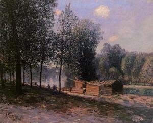 Alfred Sisley - Cabins by the River Loing, Morning