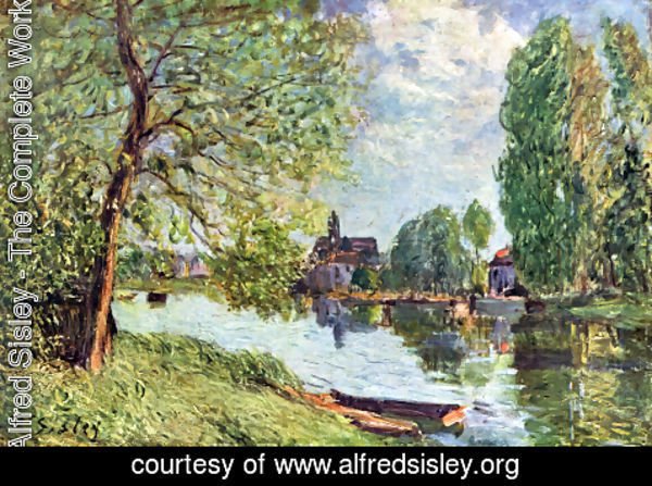 Alfred Sisley - River landscape Moret-sur-Loing