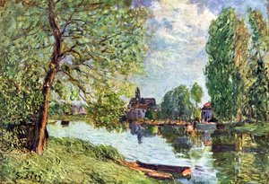 Alfred Sisley - River landscape Moret-sur-Loing