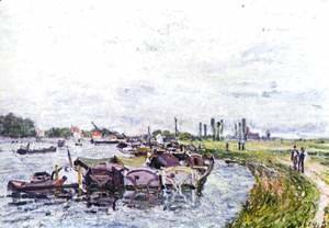 Alfred Sisley - Barges at Saint-Mammes