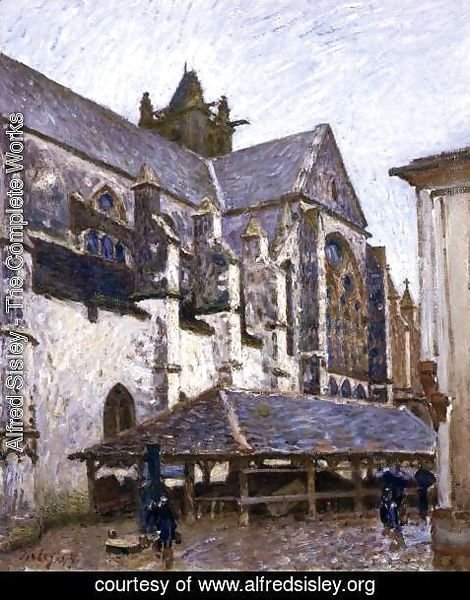 Alfred Sisley - The Old Church at Moret in Rain, Seen from the Transept