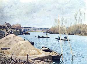 Alfred Sisley - The Seine at Port Marly sand piles