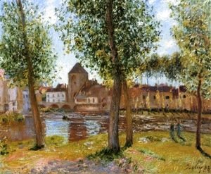 Alfred Sisley - Poplars a Moret sur Loing, an August Afternoon