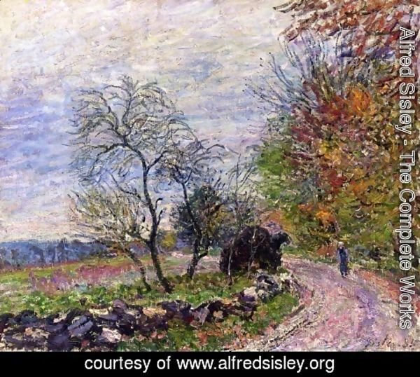 Alfred Sisley - Along the woods in Autumn