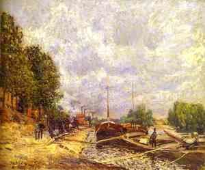 Alfred Sisley - Barges In Billancourt Les Peniches A Billancourt