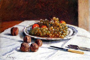 Alfred Sisley - Grapes And Walnuts On A Table